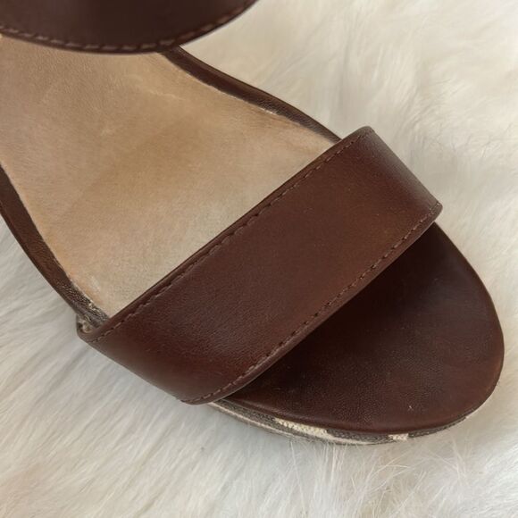 Michael Kors Ivana Mocha Zebra Animal Print Canvas Platform Sandals Heels 8.5 - Picture 6 of 10